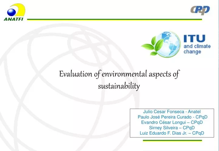 evaluation of environmental aspects of sustainability