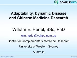 Adaptability, Dynamic Disease and Chinese Medicine Research