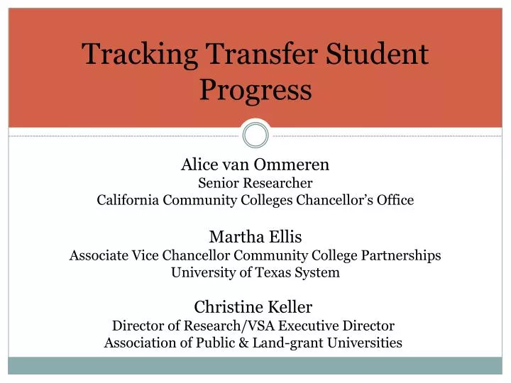 tracking transfer student progress