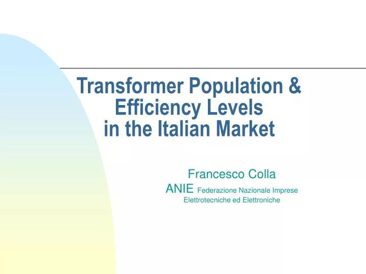 transformer population efficiency levels in the italian market