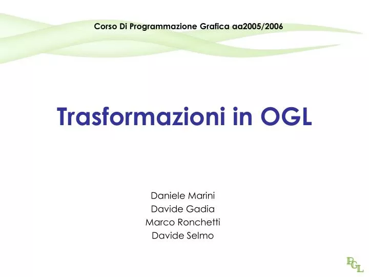 trasformazioni in ogl