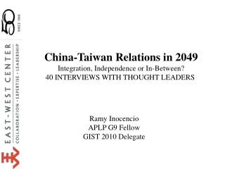 China-Taiwan Relations in 2049 Integration, Independence or In-Between?