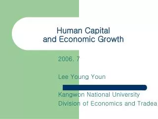 Human Capital and Economic Growth