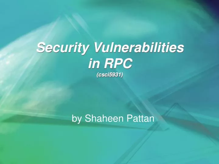 security vulnerabilities in rpc csci5931