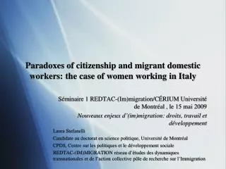 Paradoxes of citizenship and migrant domestic workers: the case of women working in Italy