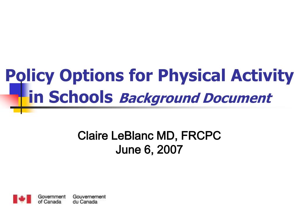PPT - Effective Policy Options for Promoting Physical Activity in ...