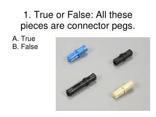 1. True or False: All these pieces are connector pegs.