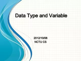 Data Type and Variable