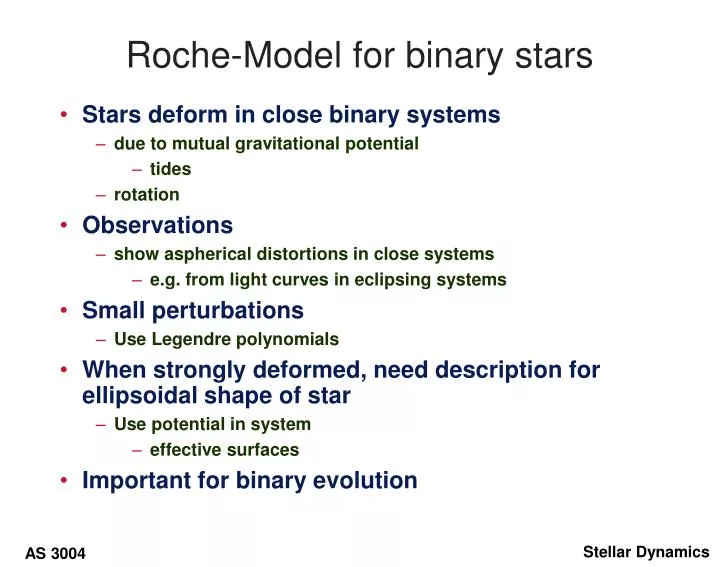 roche model for binary stars