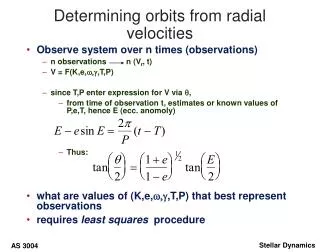 Determining orbits from radial velocities