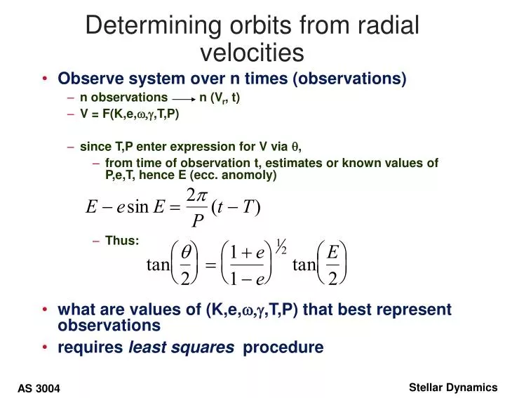 determining orbits from radial velocities