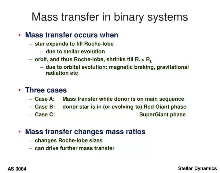 mass transfer in binary systems