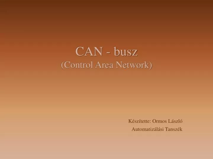 can busz control area network