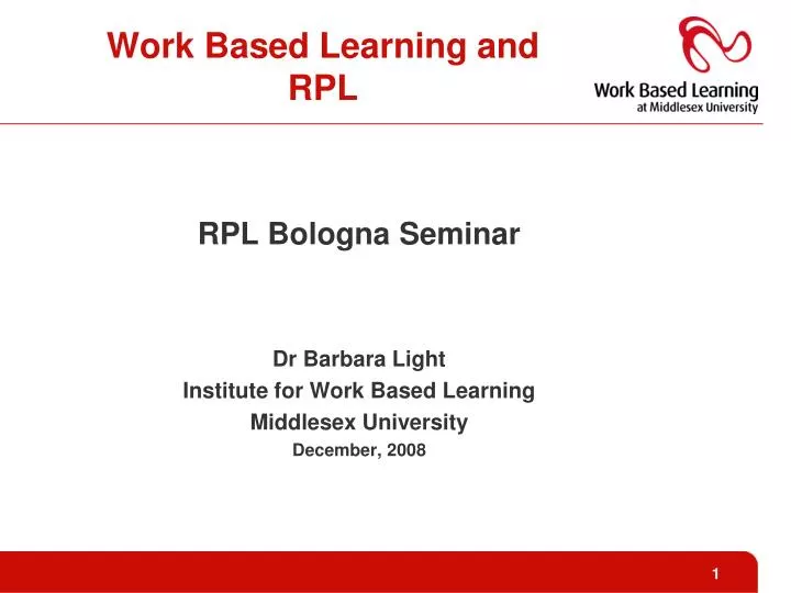 work based learning and rpl