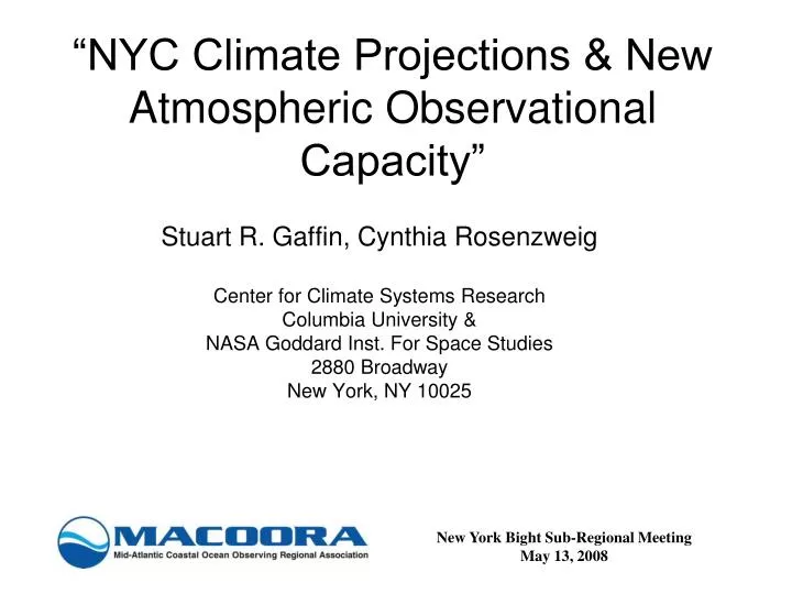 nyc climate projections new atmospheric observational capacity
