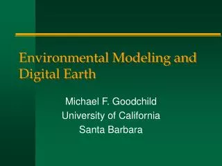 Environmental Modeling and Digital Earth
