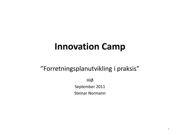 innovation camp forretningsplanutvikling i praksis