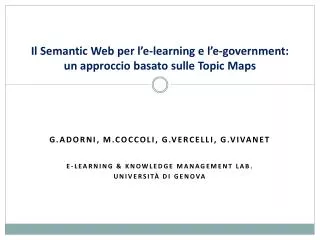 il semantic web per l e learning e l e government un approccio basato sulle topic maps