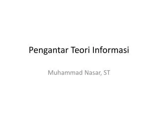 pengantar teori informasi
