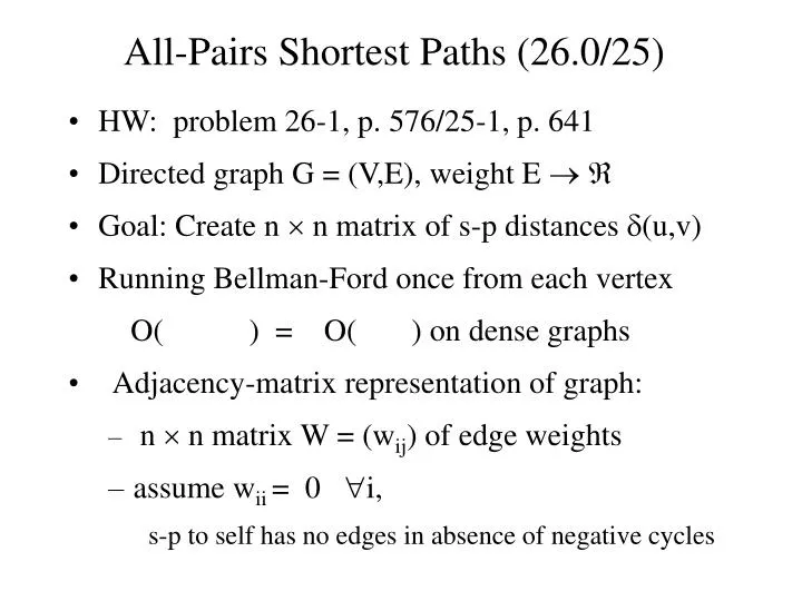 all pairs shortest paths 26 0 25