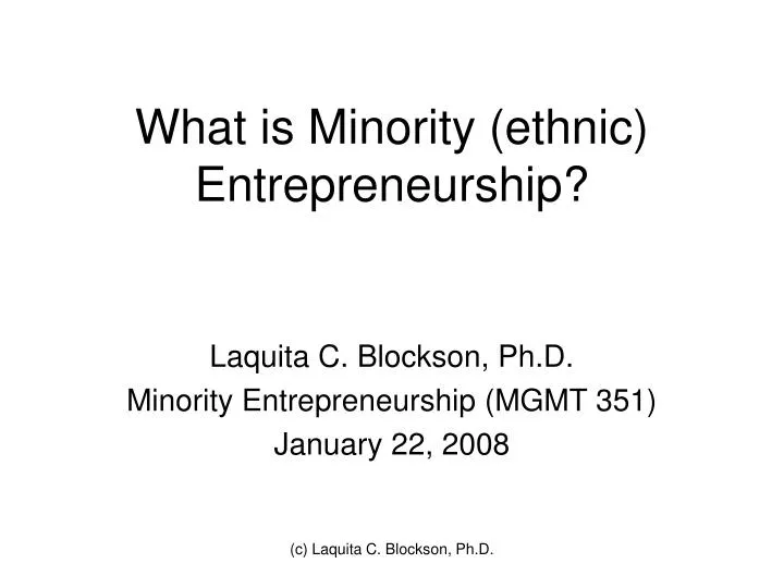 what is minority ethnic entrepreneurship