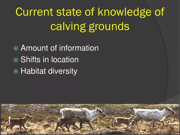 current state of knowledge of calving grounds