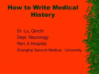 How to Write Medical History