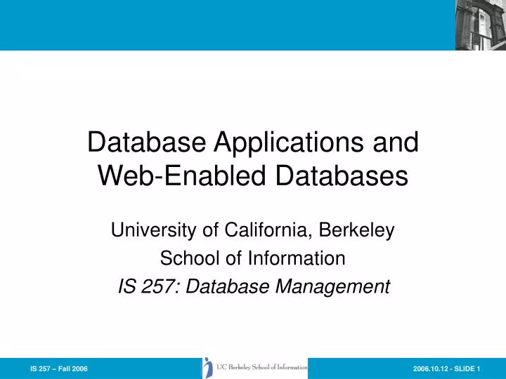 database applications and web enabled databases