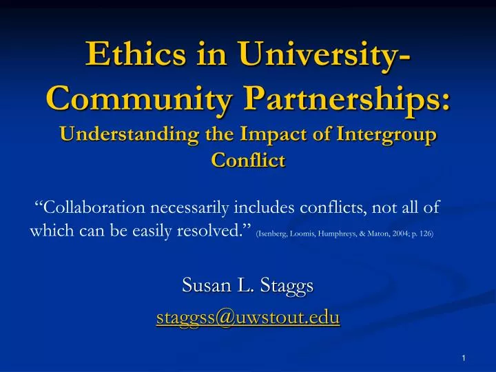 ethics in university community partnerships understanding the impact of intergroup conflict