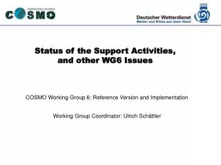 Status of the Support Activities, and other WG6 Issues