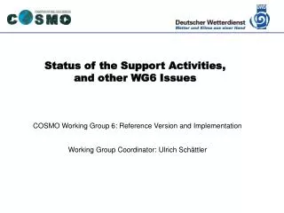 status of the support activities and other wg6 issues