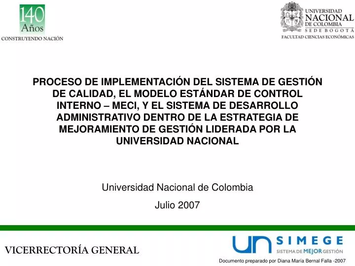 universidad nacional de colombia julio 2007