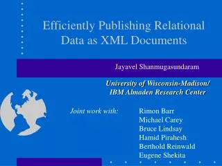 Efficiently Publishing Relational Data as XML Documents