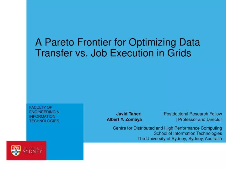a pareto frontier for optimizing data transfer vs job execution in grids