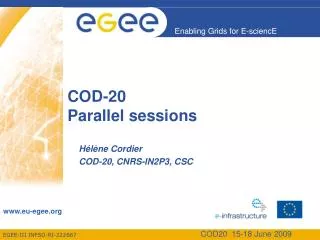 COD-20 Parallel sessions
