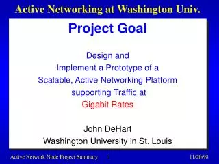 Active Networking at Washington Univ.
