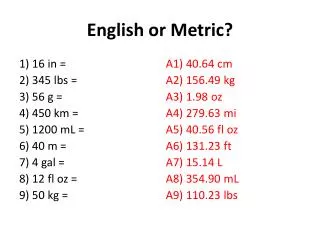 English or Metric?