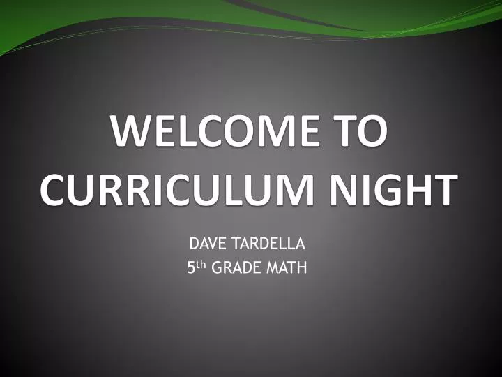 welcome to curriculum night