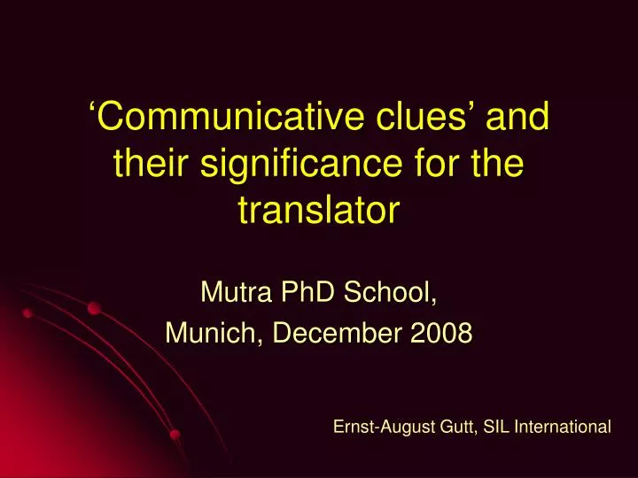 communicative clues and their significance for the translator