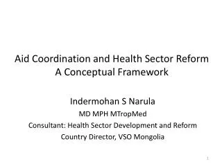 Aid Coordination and Health Sector Reform A Conceptual Framework