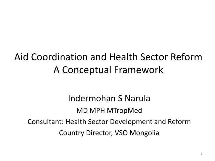 aid coordination and health sector reform a conceptual framework