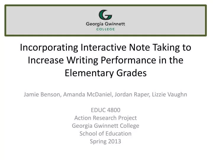 incorporating interactive note taking to increase writing performance in the elementary grades