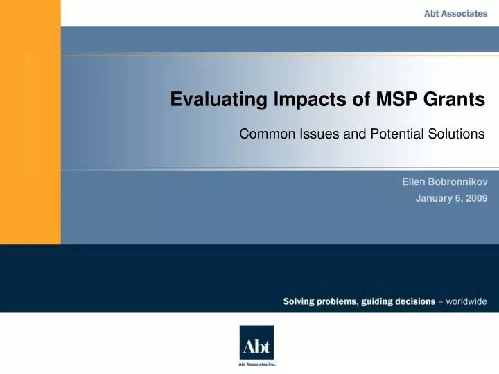evaluating impacts of msp grants