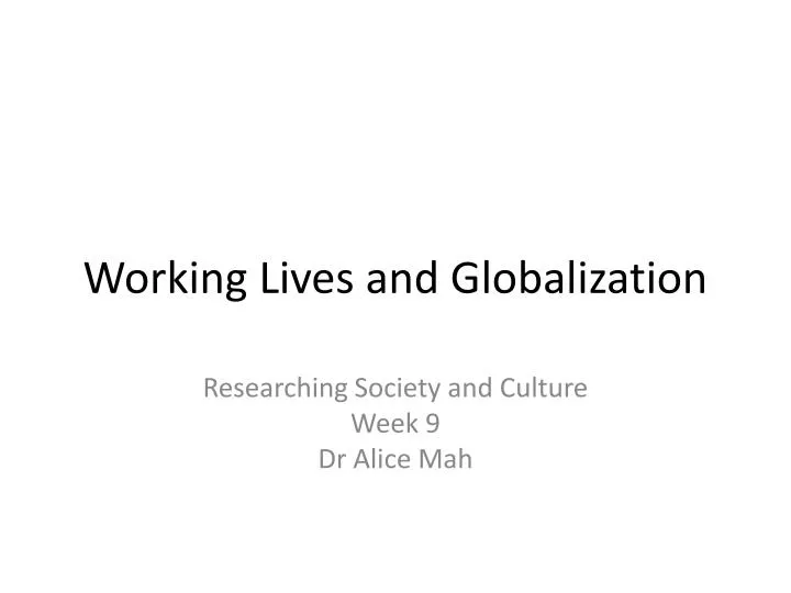 working lives and globalization