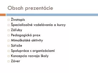 obsah prezent cie
