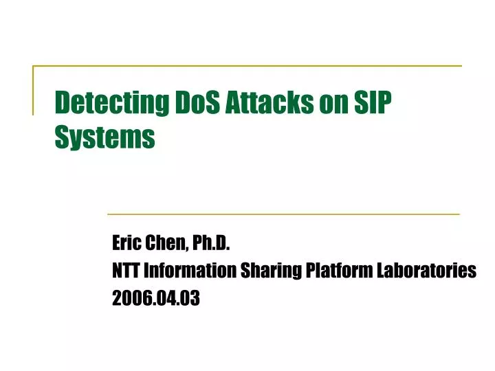 detecting dos attacks on sip systems