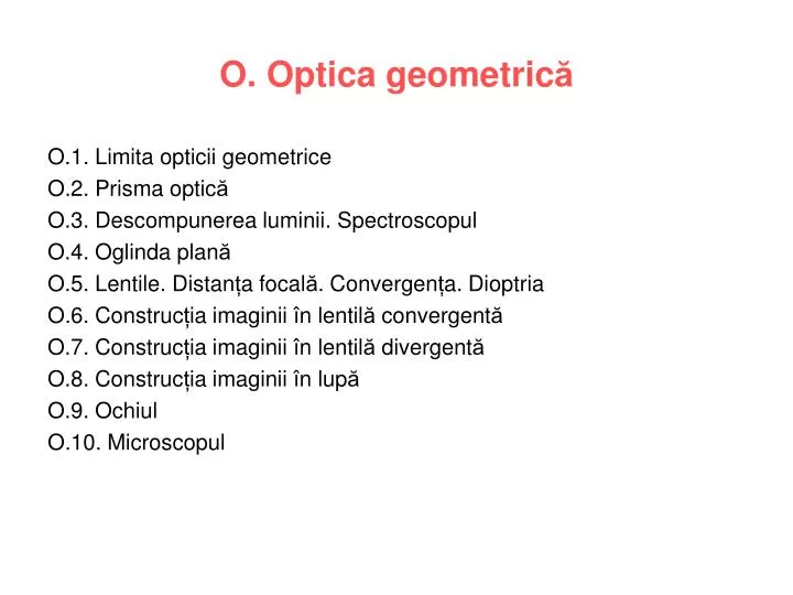 o optica geometric
