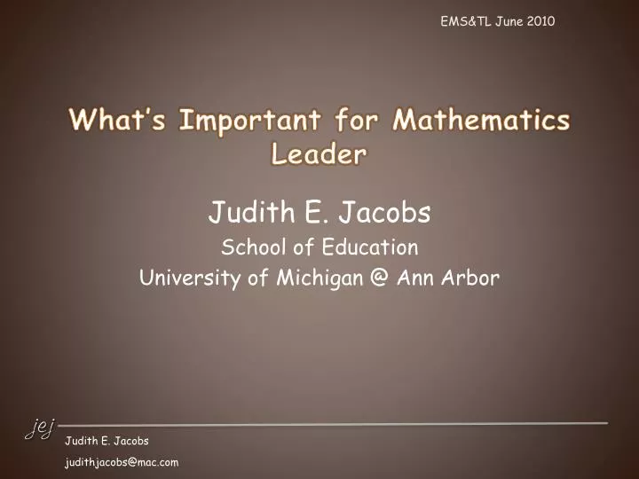 what s important for mathematics leader