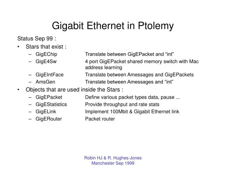 gigabit ethernet in ptolemy