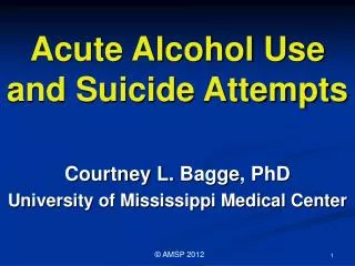 Acute Alcohol Use and Suicide Attempts
